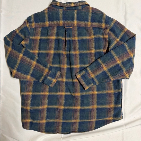 Orvis Navy and Mustard Plaid Flannel Shirt Jacket - Picture 4 of 4